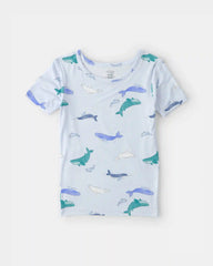 Boys Whale PurelySoft Short-Sleeve Snug Fit 2-Piece Pajama Set - Blue