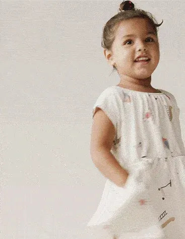 Toddler Girl Avenue Twirl™ Dress in Park Day Print - Cream