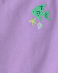 Baby Girl 3-Piece Fish Top & Short Set - Purple/Ivory
