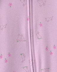 Baby Girl Bunny 100% Cotton 2-Way Zip Sleep & Play Pajamas - Purple