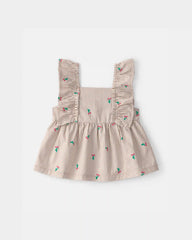 Baby Girl 3-Piece Cherry Striped Outfit Set - Beige/White
