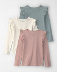 Girls 3-Pack Organic Cotton Rib Slim Fit Tops