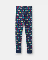 Kids 2-Piece 'Feliz Navidad' Christmas 100% Cotton Snug Fit Pajama Set - Navy Blue