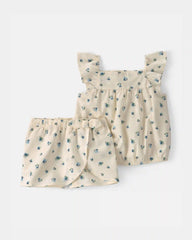 Toddler Girl 2-Piece Floral Tank Top & Skort Set - Ivory