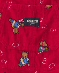 Toddler Bear Corduroy Overalls - Red