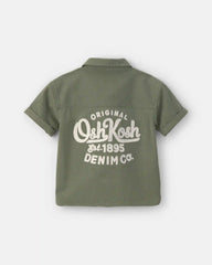 Toddler Boy OshKosh Logo Short-Sleeve Button-Down Shirt - Green