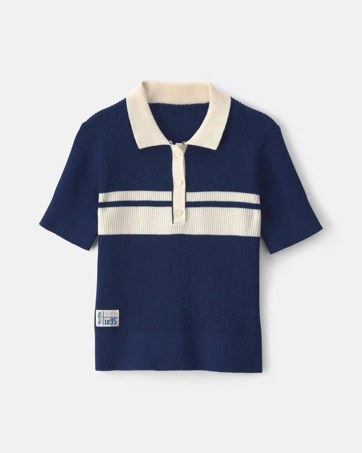 Girls Striped Polo Shirt - Navy Blue