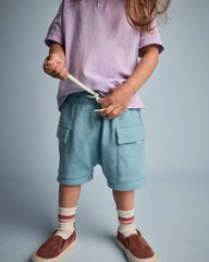 Toddler Boy French Terry Cargo Shorts - Teal