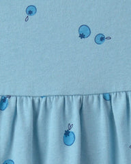 Baby Girl Blueberry Ruffle-Sleeve Dress - Blue