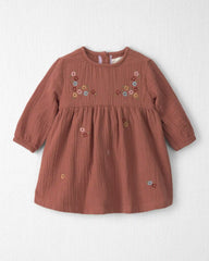 Baby Girl Organic Cotton Embroidered Gauze Dress