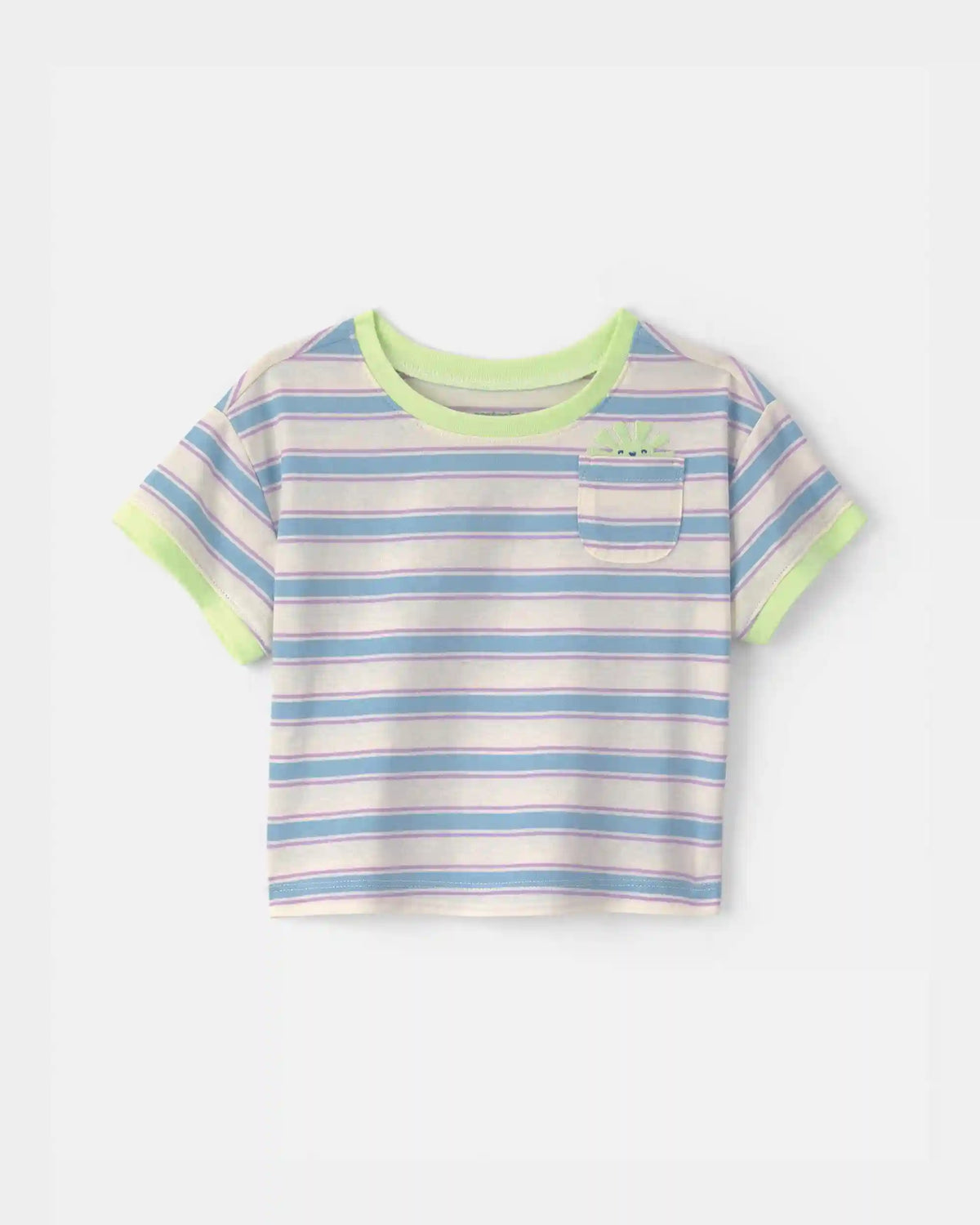 Baby Girl Striped Short-Sleeve Top - Blue/Ivory
