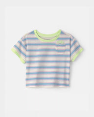 Baby Girl Striped Short-Sleeve Top - Blue/Ivory