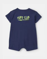 Baby Boy 'Surf Club' Short-Sleeve Romper - Navy Blue