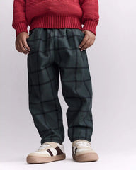Toddler Boy Pull-On Pant in Plaid - Dark Green