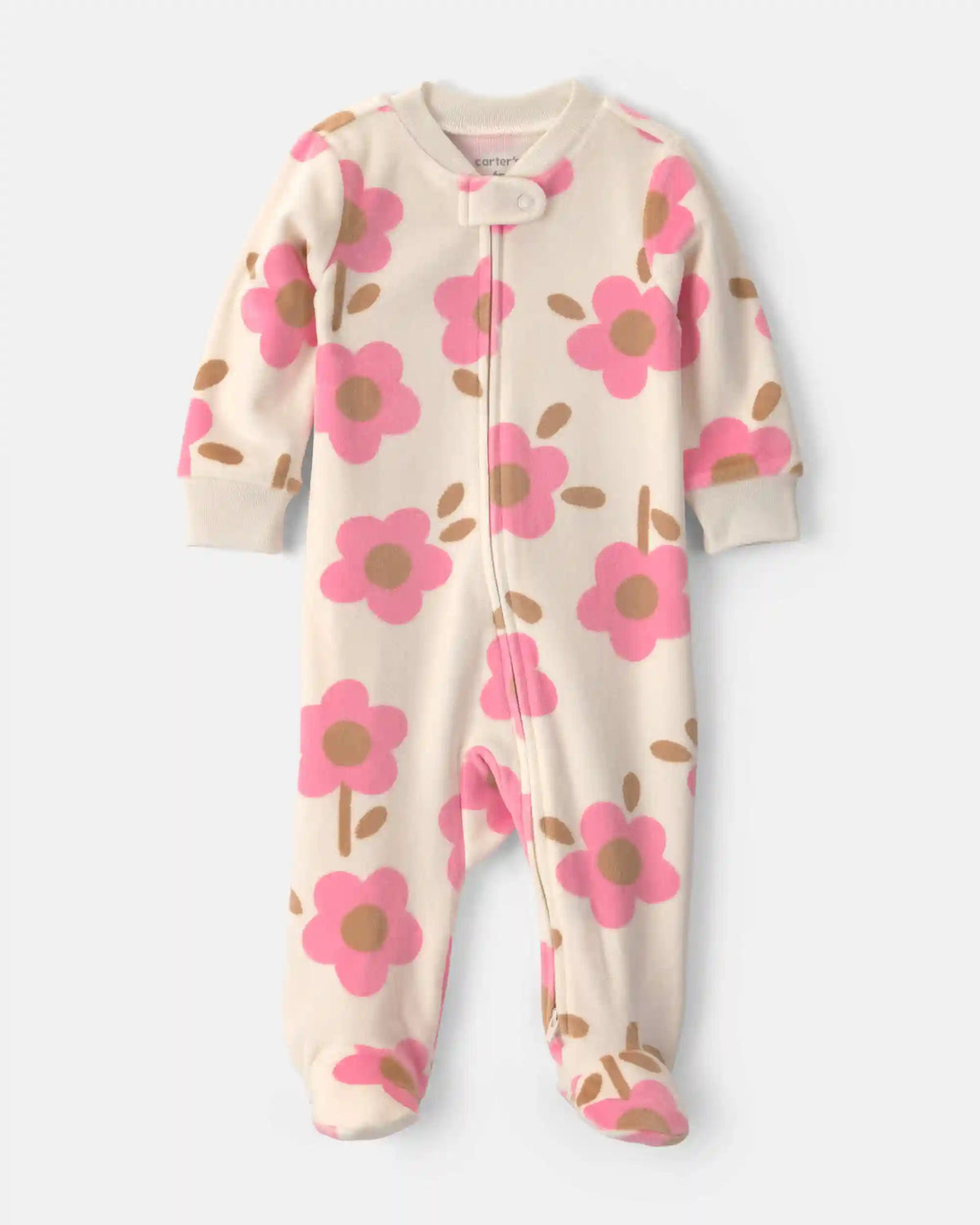 Baby Girl Floral 2-Way Zip Sleep & Play Pajamas - Cream