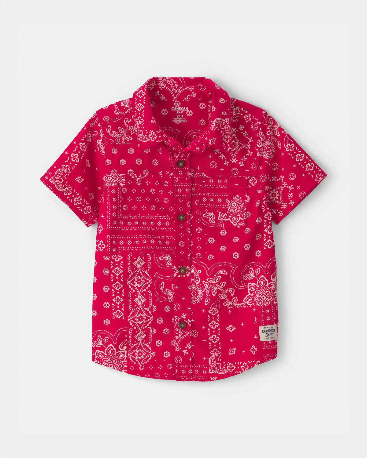 Toddler Boy Bandana Short-Sleeve Button-Down Shirt - Red