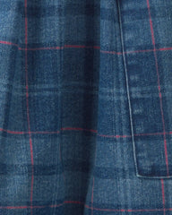 Girls Plaid Denim Skirt - Dark Wash