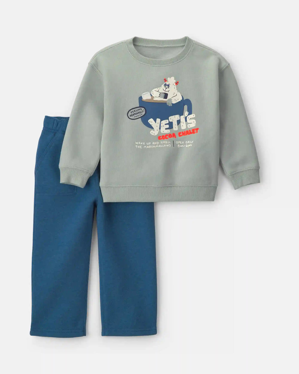 Baby Boy 2-Piece Yeti Fleece Top & Pant Set - Green/Blue