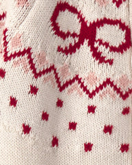 Baby Girl Organic Cotton Fair Isle Sweater Knit Jumpsuit
