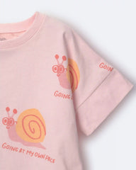 Toddler Girl 'My Own Pace' Snail High-Low Dolman Tee - Light Pink