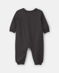 Baby Halloween Skeleton French Terry Long-Sleeve Jumpsuit - Black
