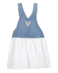 Toddler Stretch Denim Eyelet Jumper Dress