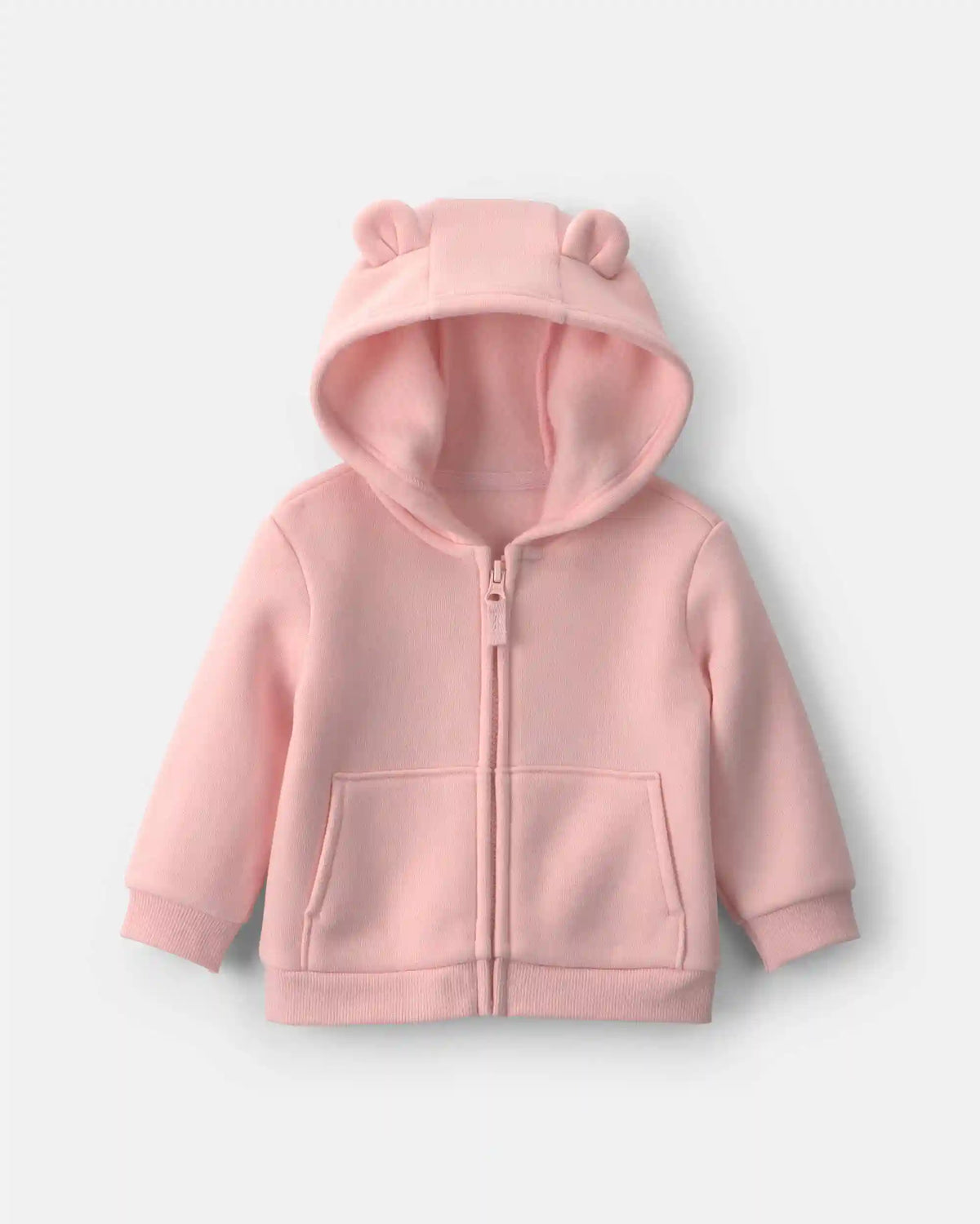 Baby Girl Bear Fleece Zip-Up  Hoodie - Pink