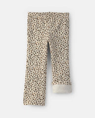 Toddler Girl Leopard Fleece Pull-On Stretch Leggings - Brown