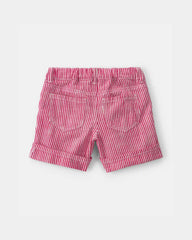 Toddler Girl Hickory Stripe Shorts - Red/Ivory