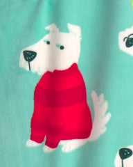 Baby 1-Piece Christmas Dogs 2-Way Zip DreamPlush Snug Fit Footed Pajama - Green