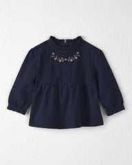 Baby Girl Organic Cotton Embroidered Peplum Top
