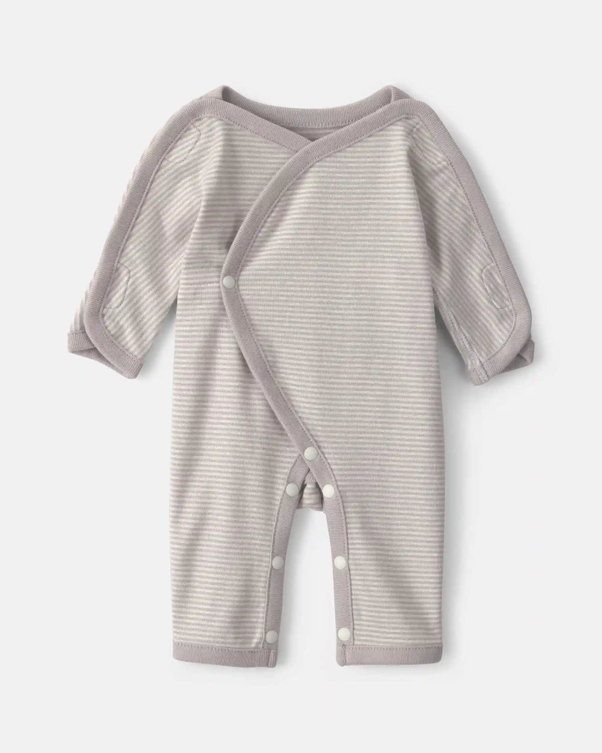 Baby Striped 100% Cotton Sleep & Play Pajama - Grey