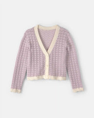 Girls Button-Down Knit Cardigan Sweater - Purple