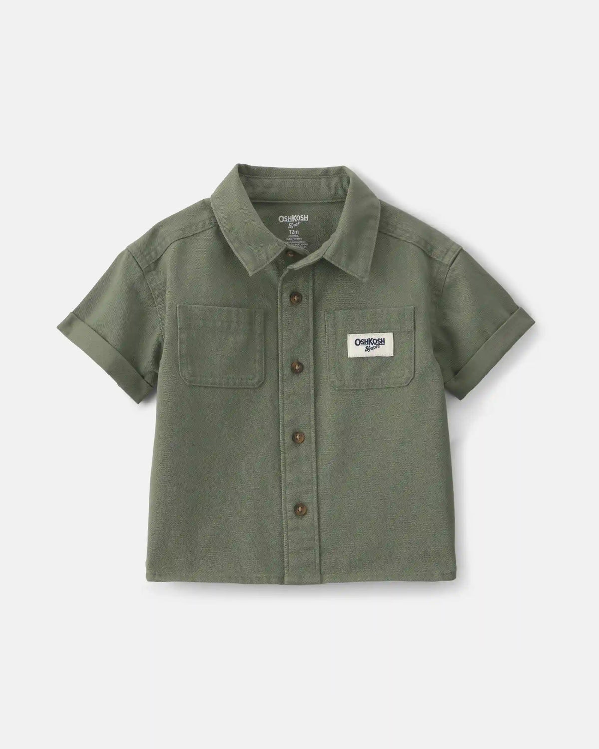 Baby Boy OshKosh Logo Short-Sleeve Button-Down Shirt - Green
