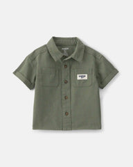 Baby Boy OshKosh Logo Short-Sleeve Button-Down Shirt - Green