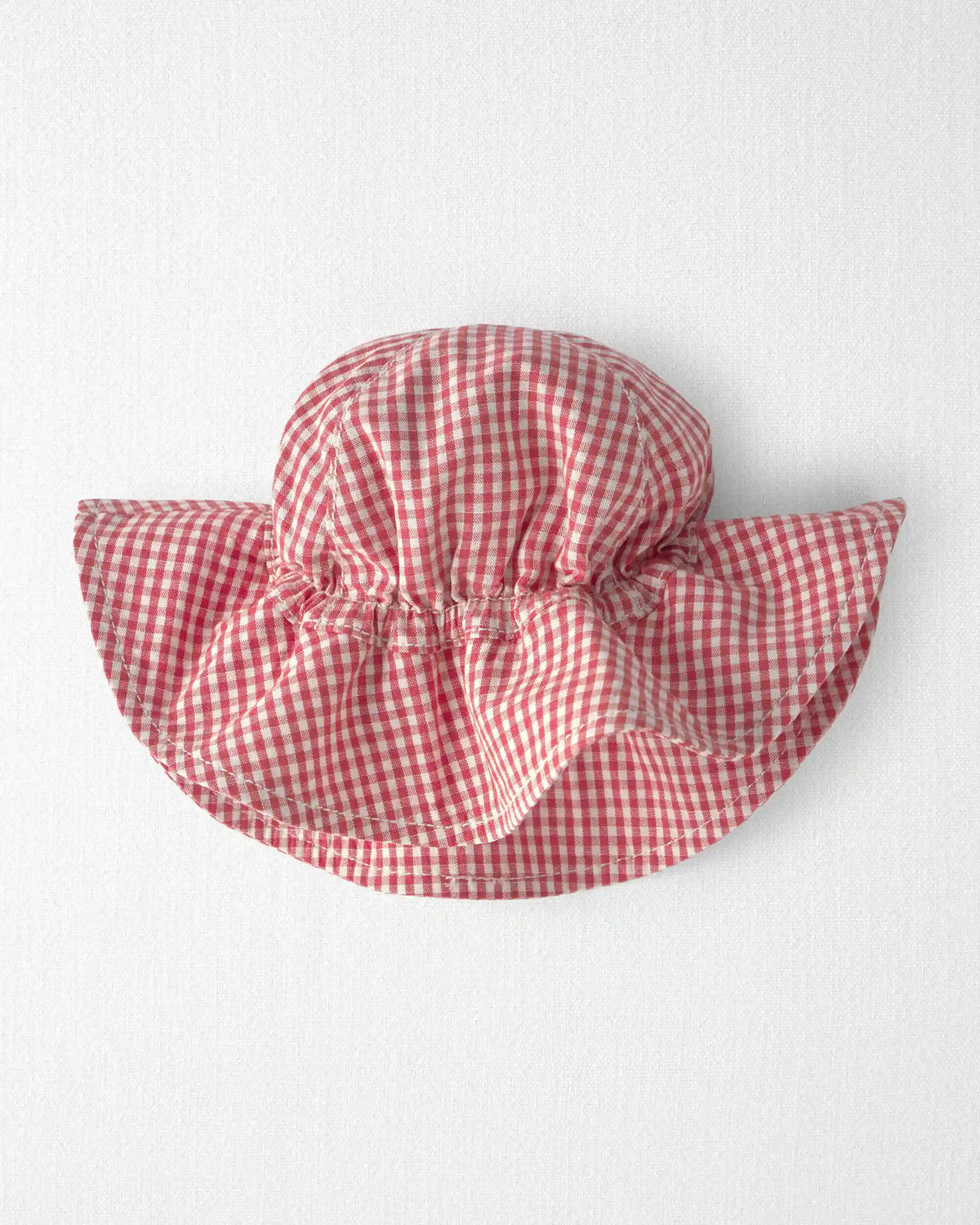 Baby Girl Sunhat Made with Organic Cotton in Red Gingham