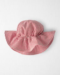 Baby Girl Sunhat Made with Organic Cotton in Red Gingham