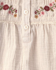 Baby Girl Organic Cotton Embroidered Gauze Top
