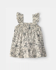 Baby Girl Floral Dress - Black/Ivory