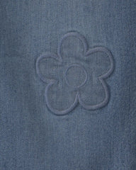 Toddler Girl Acid Wash Denim Baggy Flower Jeans - Blue/Pink