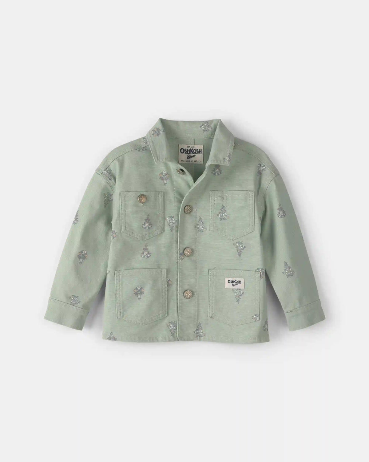 Toddler Girl Floral Canvas Jacket - Green