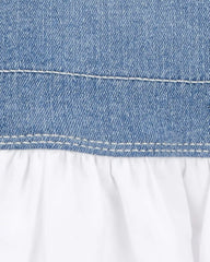Toddler Stretch Denim Eyelet Jumper Dress