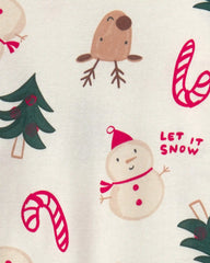 Baby 2-Piece Christmas Holiday Icon 100% Cotton Snug Fit Pajama Set - Cream