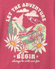 Girls 'Adventure Crew' Graphic Tee - Red