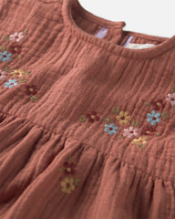 Baby Girl Organic Cotton Embroidered Gauze Dress