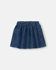 Girls Floral Denim Skirt - Medium Wash