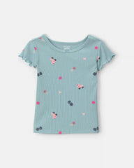 Toddler Girl Roller Skate Rib Top - Blue