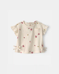 Baby Girl Floral Short-Sleeve Top - Cream