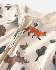 Baby Organic Cotton Sleep & Play Pajamas in Woodland Creatures