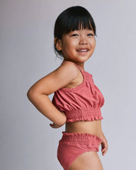 Toddler Girl Smocked Tankini Set - Rose